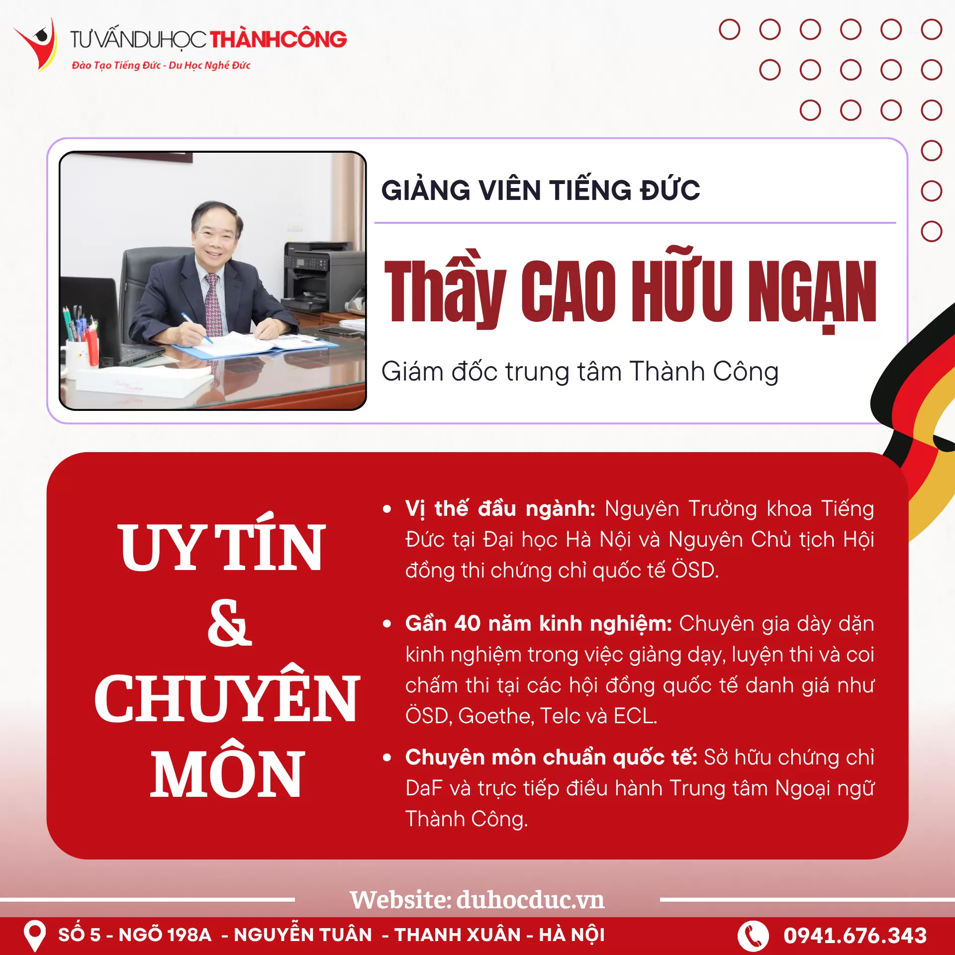 THẦY CAO HỮU NGẠN – GẦN 40 NĂM TÂM HUYẾT VÀ HÀNH TRÌNH CHẠM ĐẾN NƯỚC ĐỨC