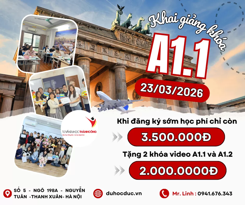 ??? TUYỂN SINH LỚP TIẾNG ĐỨC A1.1 – KHAI GIẢNG 23/03/2026 ???