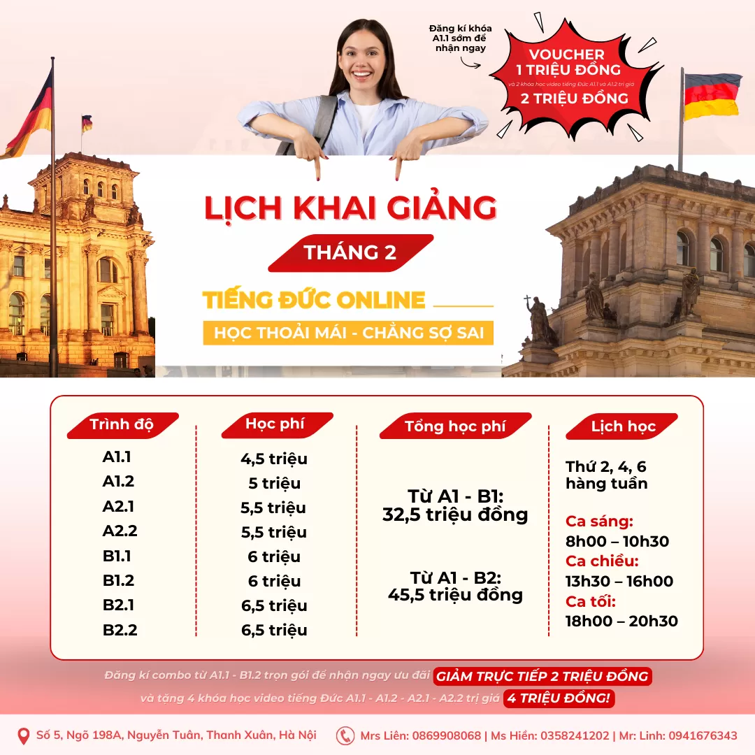 THÁNG 2 NÀY, THÀNH CÔNG CHÍNH THỨC MỞ LỚP TIẾNG ĐỨC ONLINE