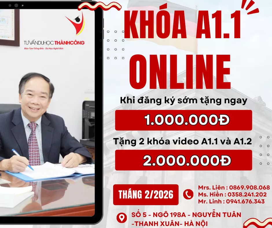 TUYỂN SINH KHÓA TIẾNG ĐỨC A1.1 – LỚP ONLINE