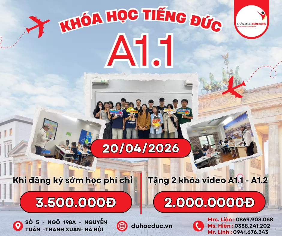 TUYỂN SINH LỚP TIẾNG ĐỨC A1.1 – KHAI GIẢNG 20/04/2026