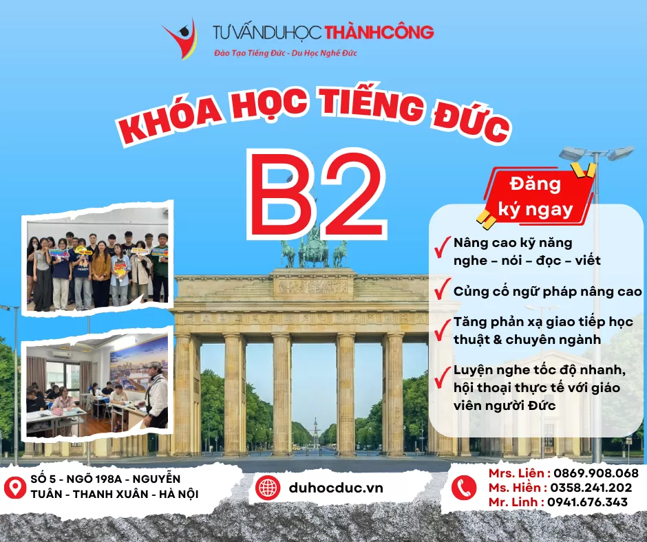 TUYỂN SINH LỚP TIẾNG ĐỨC B2 – KHAI GIẢNG THÁNG 3/2026