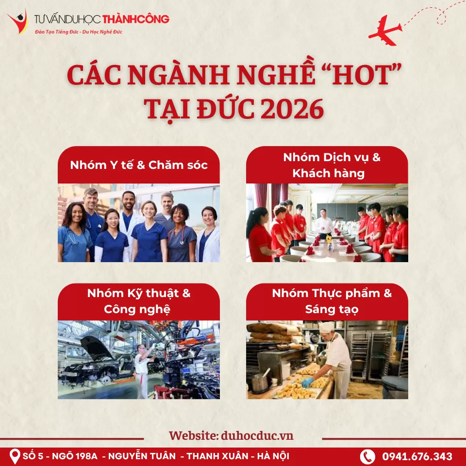 CÁC NGÀNH NGHỀ XU HƯỚNG TẠI ĐỨC NĂM 2026