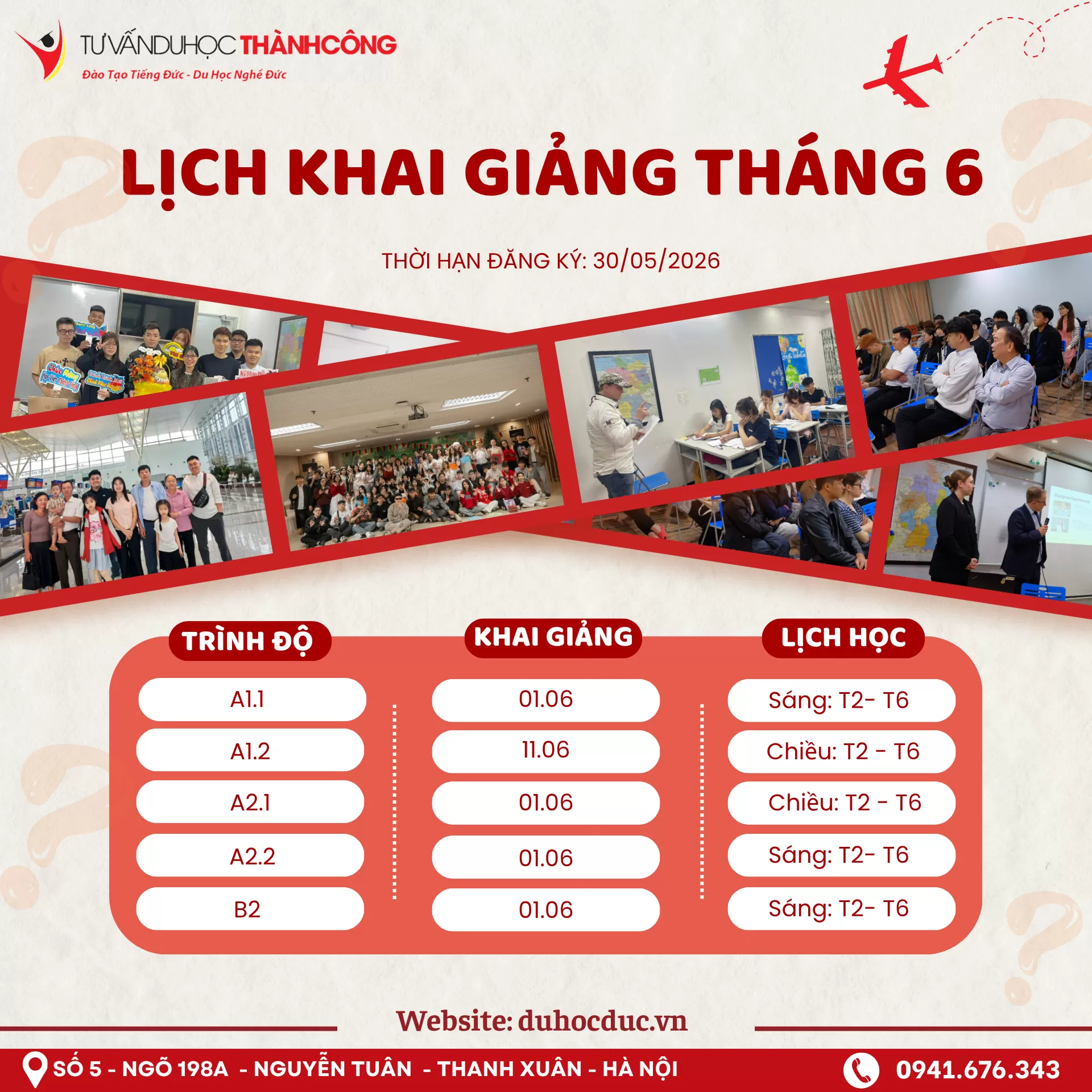 THÔNG BÁO: KHAI GIẢNG CÁC KHÓA TIẾNG ĐỨC THÁNG 06/2026